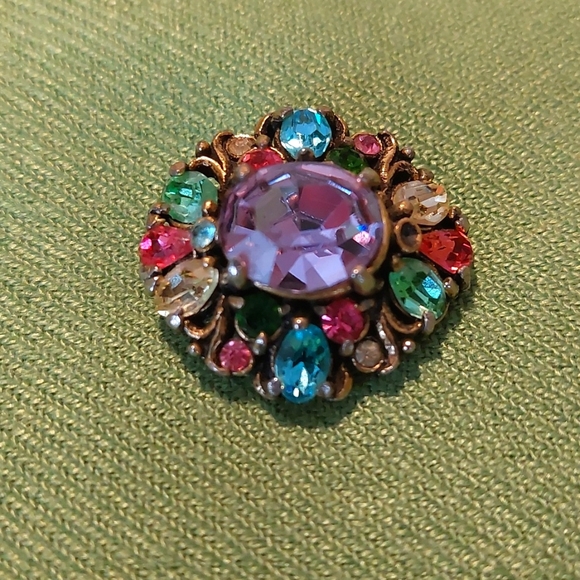 Hollycraft Multi-colored Rhinestone Brooch From 1950 - Picture 3 of 3